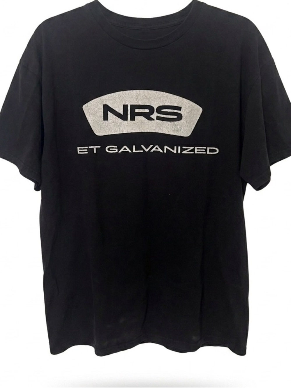 Vintage 100% Cotton Black Logo Short-Sleeve Men's Shirt